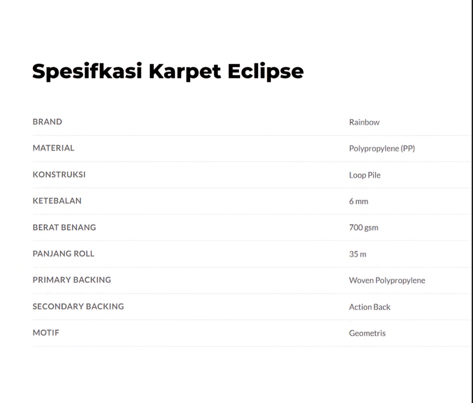 KARPET ROL ECLIPSE