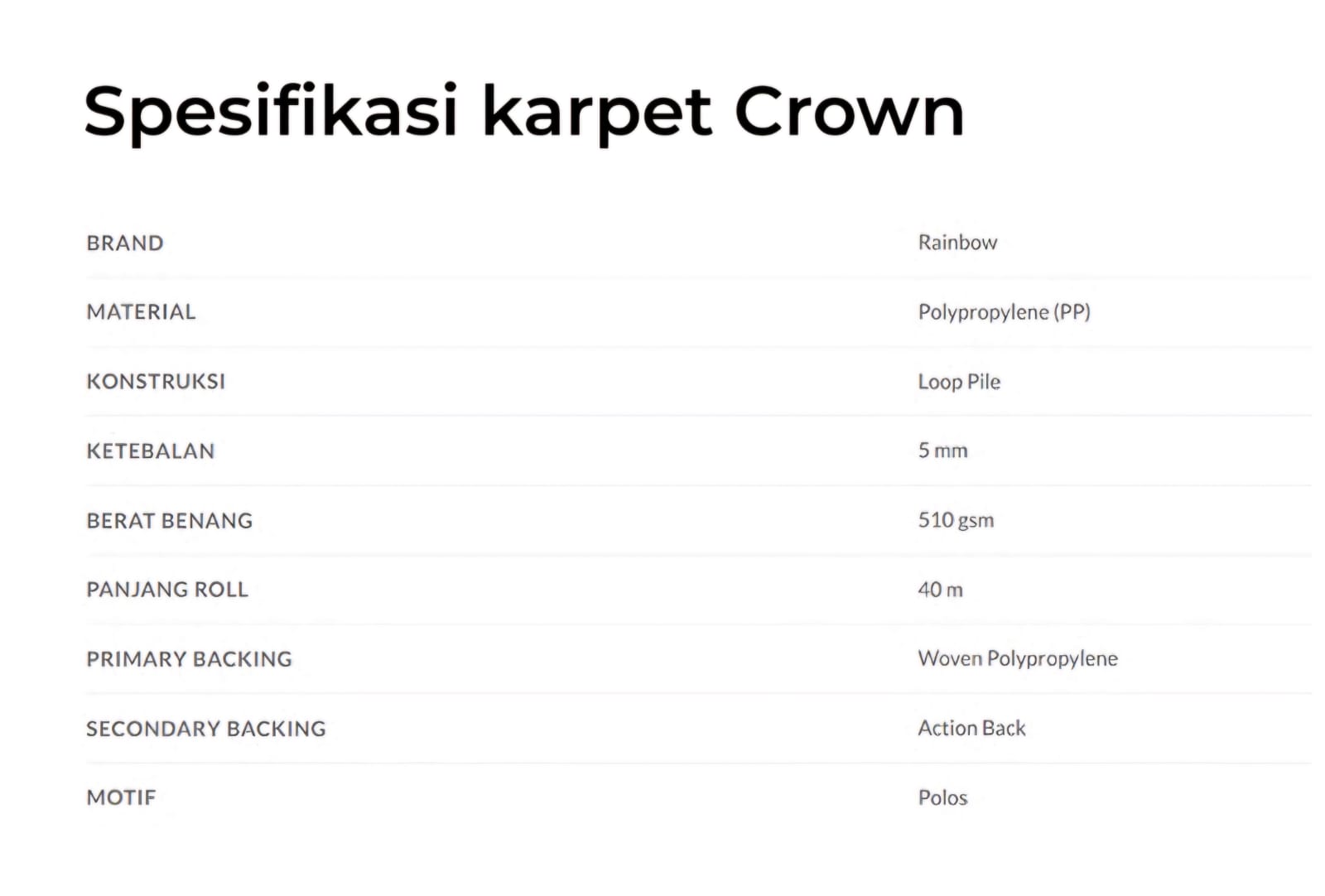 KARPET ROL CROWN